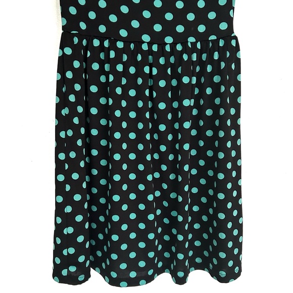BeBop Black Teal Blue Polka Dot Dress Size Small Stretchy Sundress Summer Tank - Picture 4 of 8